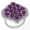 5.26 Ctw I2/I3 Amethyst And Diamond 10K White Gold Vintage Style Ring