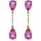 14K Solid Rose Gold Diamonds & Pink Topaz Dangling Earrings