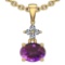 3.69 Ctw Amethyst And Diamond I2/I3 14K Yellow Gold Victorian Style Pendant