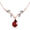 14K Solid Rose Gold Necklace withNatural Diamond & Garnet