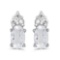 Certified 14k White Gold Oval White Topaz Earrings
