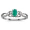 Certified 10k White Gold Oval Emerald And Diamond Ring