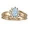 Certified 10k Yellow Gold Oval Aquamarine And Diamond Ring