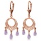 3.75 Carat 14K Solid Rose Gold Chain Drop Earrings Amethyst