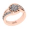 0.60 Ctw I1/I2 Diamond 14K Rose Gold Cluster Wedding Ring