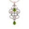 2.33 Ctw I2/I3 Peridot And Diamond 10K Rose Gold Vintage Style Pendant