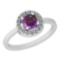 0.62 Ctw Amethyst And Diamond I2/I3 10K White Gold Vintage Style Ring