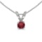 Certified 14k White Gold Round Garnet Pendant