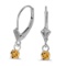 Certified 14k White Gold Round Citrine Lever-back Earrings