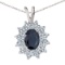 Certified 14k White Gold Sapphire Oval Pendant with Diamonds