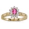 Certified 10k Yellow Gold Oval Pink Topaz And Diamond Ring