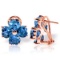 7.6 Carat 14K Solid Rose Gold Heart Cluster Blue Topaz Earrings