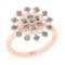 0.53 Ctw SI2/I1 Diamond 14K Rose Gold Flower Ring