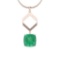 3.12 Ctw Emerald And Diamond I2/I3 14K Rose Gold Vintage Style Pendant