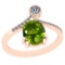 3.45 Ctw I2/I3 Peridot And Diamond 10k Rose Gold Vintage Style Ring