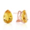 10 CTW 14K Solid Rose Gold pearll Shape Citrine Earrings