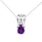 Certified 14k White Gold Amethyst and Diamond Pear Shaped Pendant 0.61 CTW