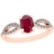 0.64 Ctw Ruby And Diamond I2/I3 14K Rose Gold Vintage Style Ring