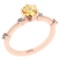 0.64 Ctw I2/I3 Citrine And Diamond 10K Rose Gold Promises Ring