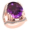 23.60 Ctw VS/SI1 Amethyst And Diamond 14k Rose Gold Victorian Style Ring