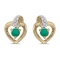 Certified 14k Yellow Gold Round Emerald And Diamond Heart Earrings 0.19 CTW