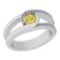 0.45 Ctw Treated Fancy Yellow And White Diamond I1/I2 14K White Gold Vintage Ring