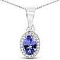 0.48 Carat Genuine Tanzanite and White Diamond 14K White Gold Pendant