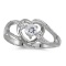 Certified 10k White Gold Round White Topaz And Diamond Heart Ring 0.29 CTW