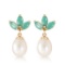 9.5 CTW 14K Solid Gold Dangling Earrings pearl Emerald