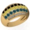 2.10 Ctw Treated Black ,Yellow,Blue Diamond And White Diamond I2/I3 14K Yellow Gold Ring