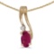Certified 14k Yellow Gold Oval Ruby And Diamond Wave Pendant