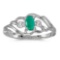 Certified 10k White Gold Oval Emerald And Diamond Ring