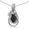 Certified 14k White Gold Oval Onyx And Diamond Teardrop Pendant 0.43 CTW