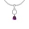 Certified 7.75 Ctw I2/I3 Amethyst And Diamond 14K White Gold Pendant