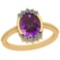 2.64 Ctw Amethyst And Diamond I2/I3 10K Yellow Gold Vintage Style Ring