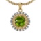 2.40 Ctw Peridot And Diamond I2/I3 14K Yellow Gold Necklace