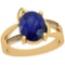 2.54 Ctw Blue Sapphire And Diamond I2/I3 14K Yellow Gold Vintage Style Ring