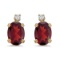 Certified 14k Yellow Gold Oval Garnet And Diamond Earrings