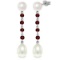 11 Carat 14K Solid White Gold I Feel Safe Garnet pearl Earrings