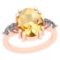 1.74 Ctw I2/I3 Citrine And Diamond 10K Rose Gold Victorian Style Ring