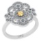 0.70 Ctw I2/I3 Citrine And Diamond 10K White Gold Filigree Engagement Ring