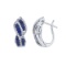 Certified 14k White Gold Sapphire and Diamond Swirl Earring