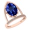 4.69 Ctw VS/SI1 Tanzanite And Diamond 14K Rose Gold Ring