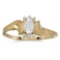 Certified 10k Yellow Gold Oval White Topaz And Diamond Satin Finish Ring