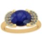 2.85 Ctw VS/SI1 Blue Sapphire And Diamond 14K Yellow Gold Vintage Style Ring