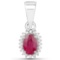 0.62 Carat Genuine Ruby and White Diamond 14K White Gold Pendant