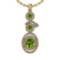 1.45 Ctw I2/I3 Peridot And Diamond 10K Yellow Gold Halo Pendant