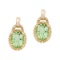 Certified 14K Yellow Gold 8x6 Oval Green Amethyst and Diamond Earrings