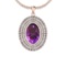 Certified 12.68 Ctw I2/I3 Amethyst And Diamond 14K Rose Gold Pendant