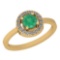 0.62 Ctw Emerald And Diamond I2/I3 14K Yellow Gold Vintage Style Ring